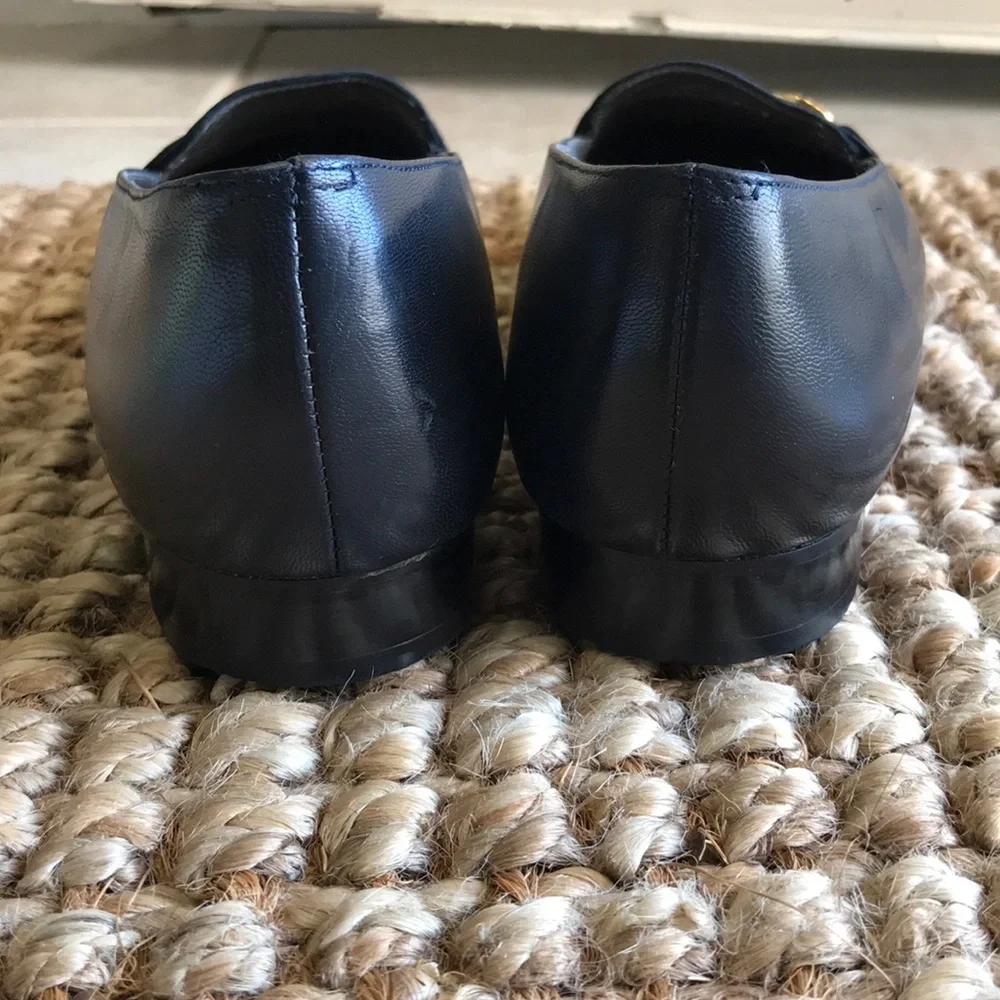 Vintage Navy and Gold Elephant Ros Hommerson Leather Loafers